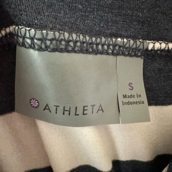 Athleta Ribbon Stripes Midi Skirt Navy Heather and White Size Small - Picture 4 of 6